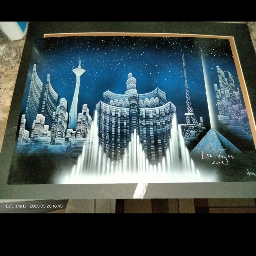 Spray Paint Art Skyline of Las Vegas 2017